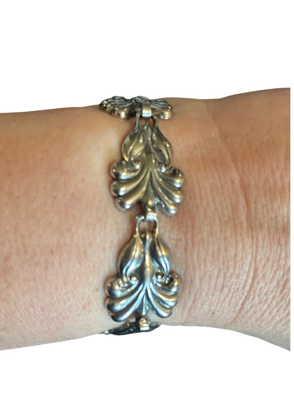 Vintage Silver Leaf Link Bracelet